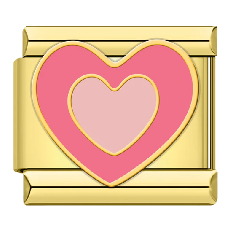 ICB-Double Pink Hearts 2 Gold